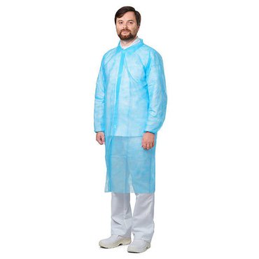 visitor jacket PP, velcro closure, blue, 3XL, 1 pcs, 120x145cm