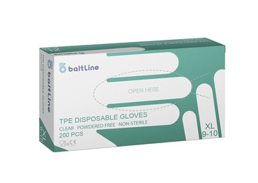 TPE gloves, 200 pcs, XL, powder free, transparent